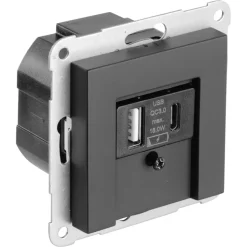 Gira E2 Inbouw Contactdoos 1-Voudig USB A/C Zwart