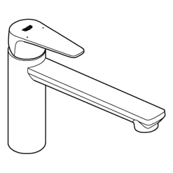 GROHE BauEdge keukenmengkraan laag chroom rechte uitloop 1-greeps 1 stuk