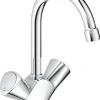 Grohe Costa Wastafelmengkraan chroom hoog 2-knops bediening wegzinkbare kogelketting