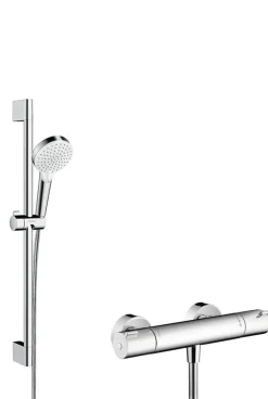 Hansgrohe Crometta Vario Douchecombinatie Ecostat Thermostaatkraan Chroom/Wit 65cm
