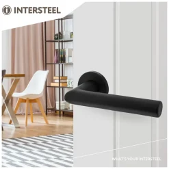 Intersteel Deurkruk Broome Met Rozet diam. 50x7mm + 7mm Nokken Zwart