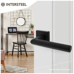 Intersteel Deurkruk Broome Met Rozet 50x50x10mm + 7mm Nokken Zwart