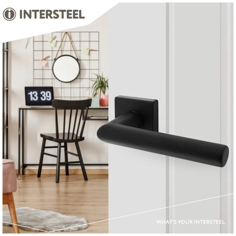 Intersteel Deurkruk Broome Met Rozet 50x50x10mm + 7mm Nokken Zwart