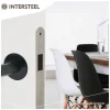 Intersteel Deurkruk Hoek 90gr. Basic Op Rond Geveerde Rozet diam. 53x9mm RVS Geborsteld