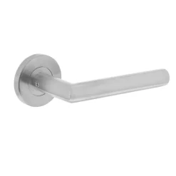 Intersteel Deurkruk Hoek 90gr. Basic Op Rond Geveerde Rozet diam. 53x9mm RVS Geborsteld