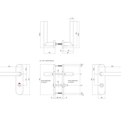 Intersteel Deurkruk Hoek 90gr. Basic Op Ovaal Schild Verdekt 170x40mm WC63/8mm RVS Geborsteld