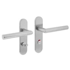 Intersteel Deurkruk Hoek 90gr. Basic Op Ovaal Schild Verdekt 170x40mm WC63/8mm RVS Geborsteld