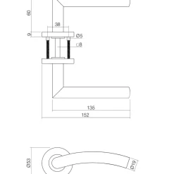 Intersteel Deurkruk Lisa/hoek 90gr. Basic Op Rond Geveerde Rozet diam. 53x9mm RVS Geborsteld