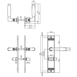 Intersteel Deurkruk Ton Basic Met schild Groef 235x43x5mm WC63/8mm Mat Nikkel/Ebbenhout