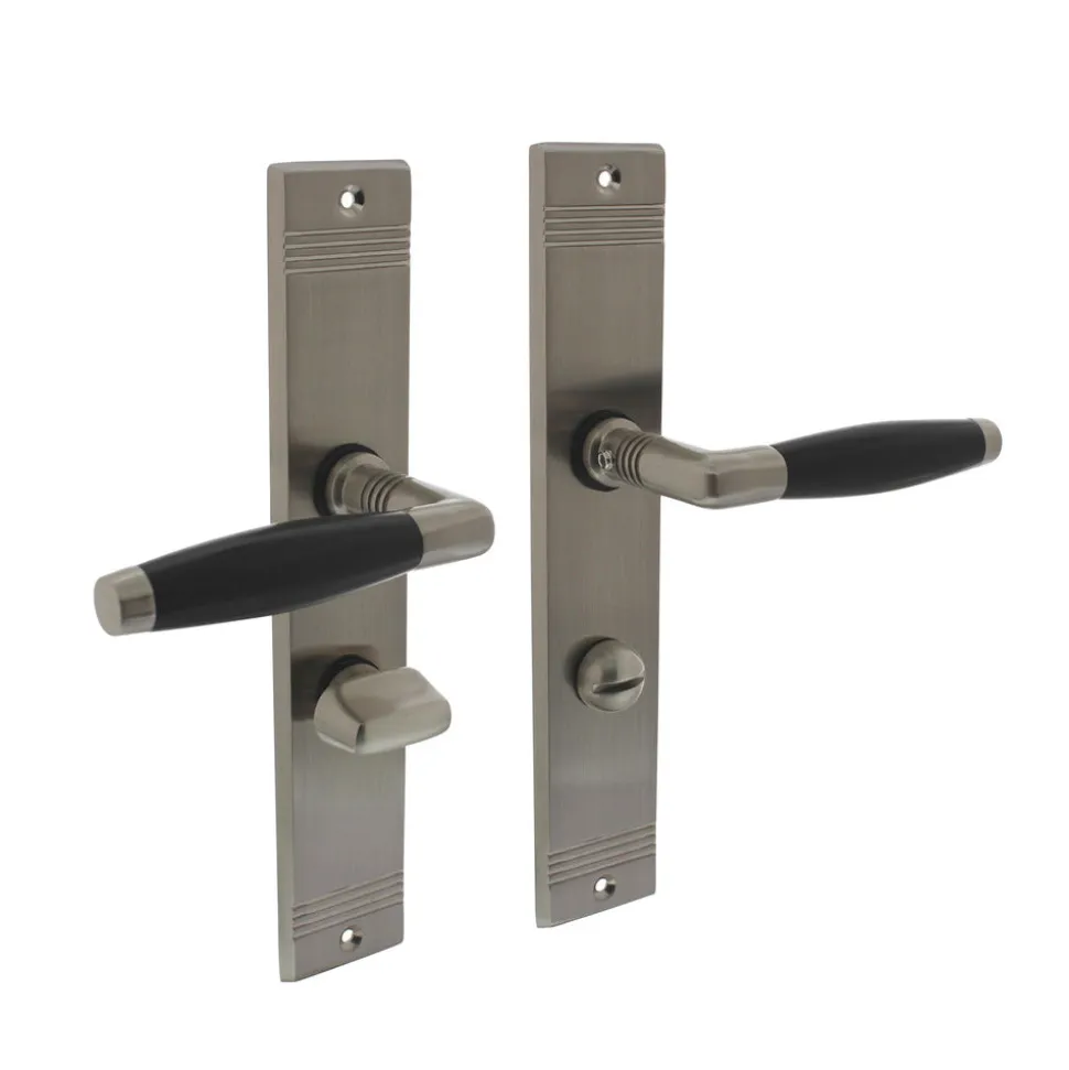 Intersteel Deurkruk Ton Basic Met schild Groef 235x43x5mm WC63/8mm Mat Nikkel/Ebbenhout