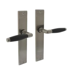 Intersteel Deurkruk Ton Basic Met Schild Rechthoekig Met Rillen 235x43mm WC 63/8mm Nikkel Mat Zwart