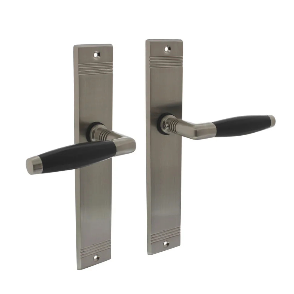 Intersteel Deurkruk Ton Basic Met schild Groef 235x43x5mm Blind Mat Nikkel/Ebbenhout