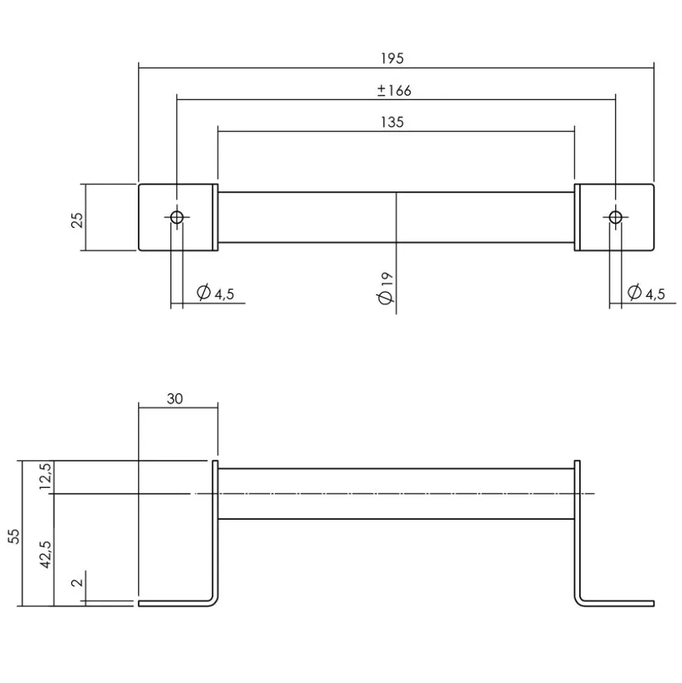 Intersteel handgreep 196x25 mm mat zwart