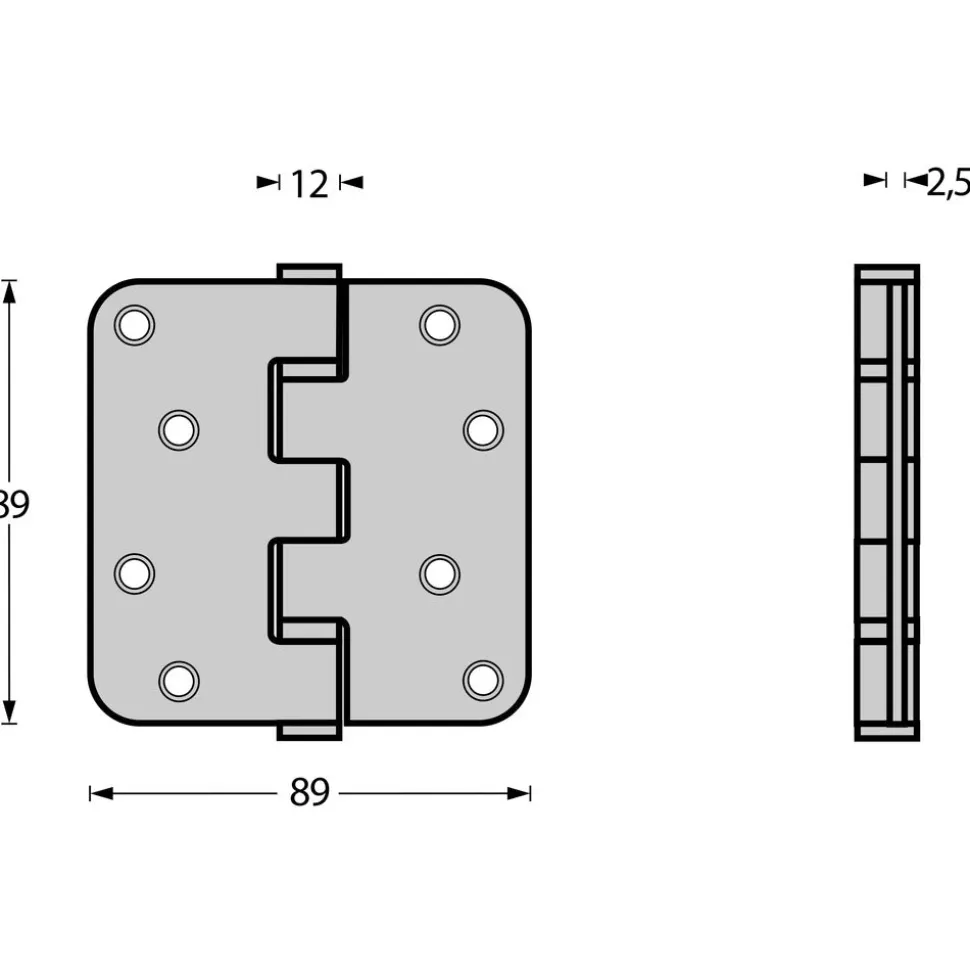 Intersteel Kogellagerscharnier Afgerond 3,5inch 89x89x2,5mm RVS Zwart