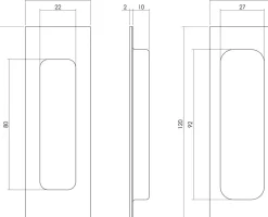 Intersteel schuifdeurkom rechthoek120x40 mm mat zwart