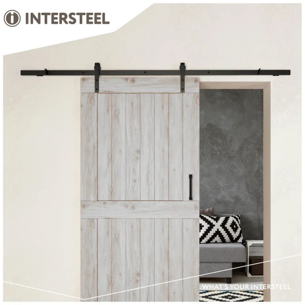 Intersteel schuifdeursysteem basic 200 cm mat zwart 100 kg