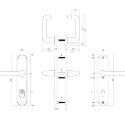 Intersteel SKG3 Veiligheidsbeslag Ovaal Kruk/Kruk Geveerd PC72mm Met UTB Aluminium Zwart