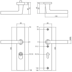 Intersteel SKG3 Veiligheidsbeslag Rechthoekig Kruk/Kruk Geveerd PC72mm Met UTB Aluminium Zwart