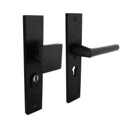Intersteel SKG3 Veiligheidsbeslag Rechthoekig 250x50mm Greep/Kruk Jura Met Veerconstructie Profielcilindergat 55mm Met Kerntrekbeveiliging Zwart SKG3