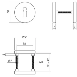 Intersteel Sleutelplaatjes diam. 50x7mm + 7mm Nokken alu Zwart
