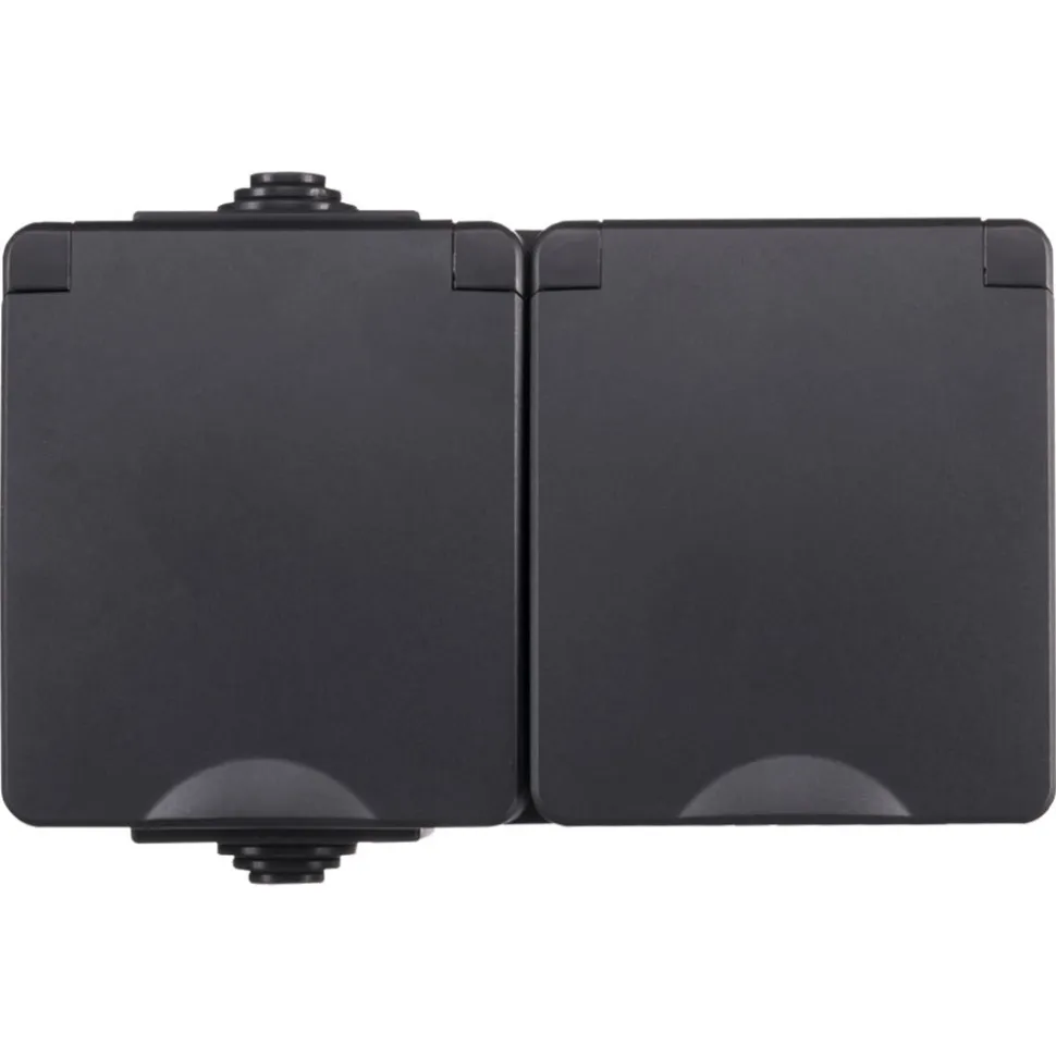 ION INDUSTRIES Spatwaterdicht Opbouw Contactdoos 2V RA IP54 Zwart