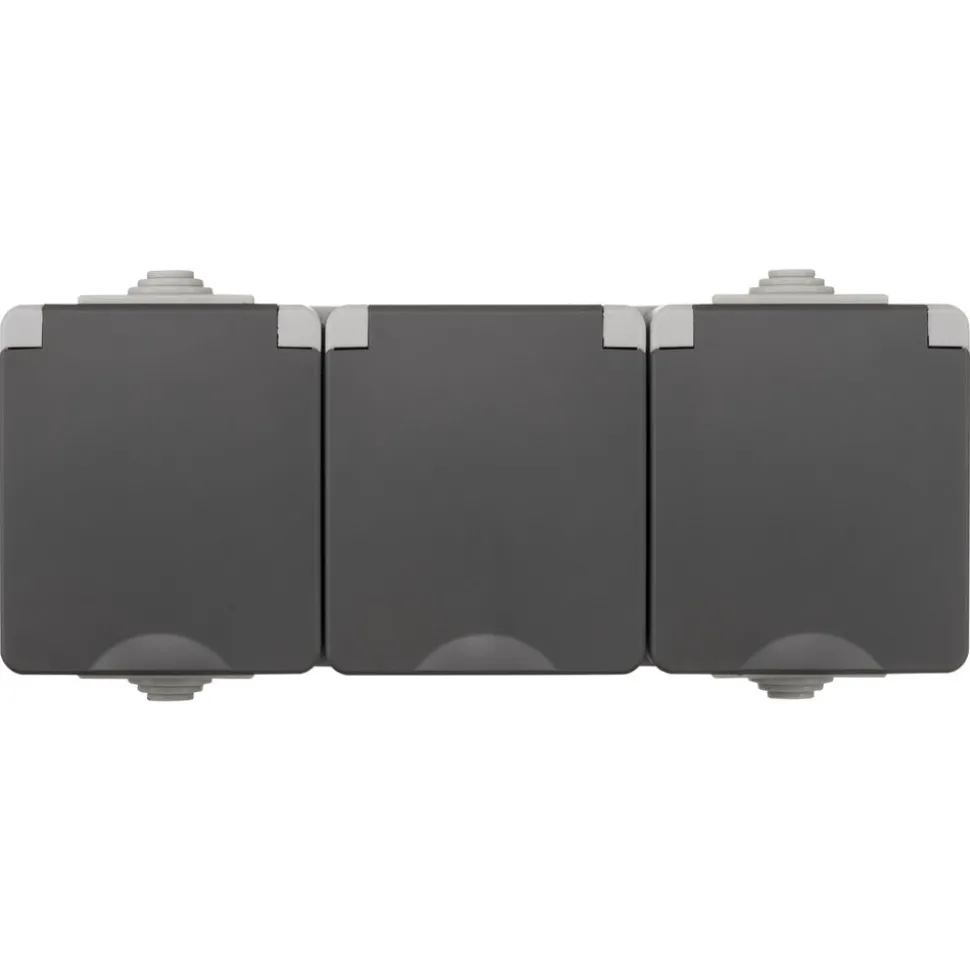 ION INDUSTRIES Spatwaterdicht Opbouw Contactdoos 3V RA IP54 Grijs