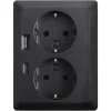 ION INDUSTRIES V1/J1 Inbouw Contactdoos 2-Voudig Randaarde USB A/C Zwart