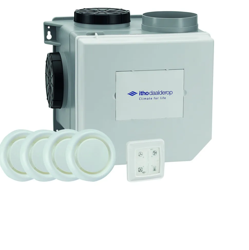Itho Daalderop Woonhuisventilator Incl RV-Sensor Inside, RFT Autobediening En 4 Ventielen
