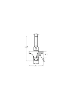 JSO-TR Afrondfrees HW Radius 12,7 mm, schacht 8 mm
