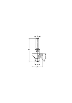 JSO-TR Afrondfrees HW Radius 8,0 mm, schacht 8 mm