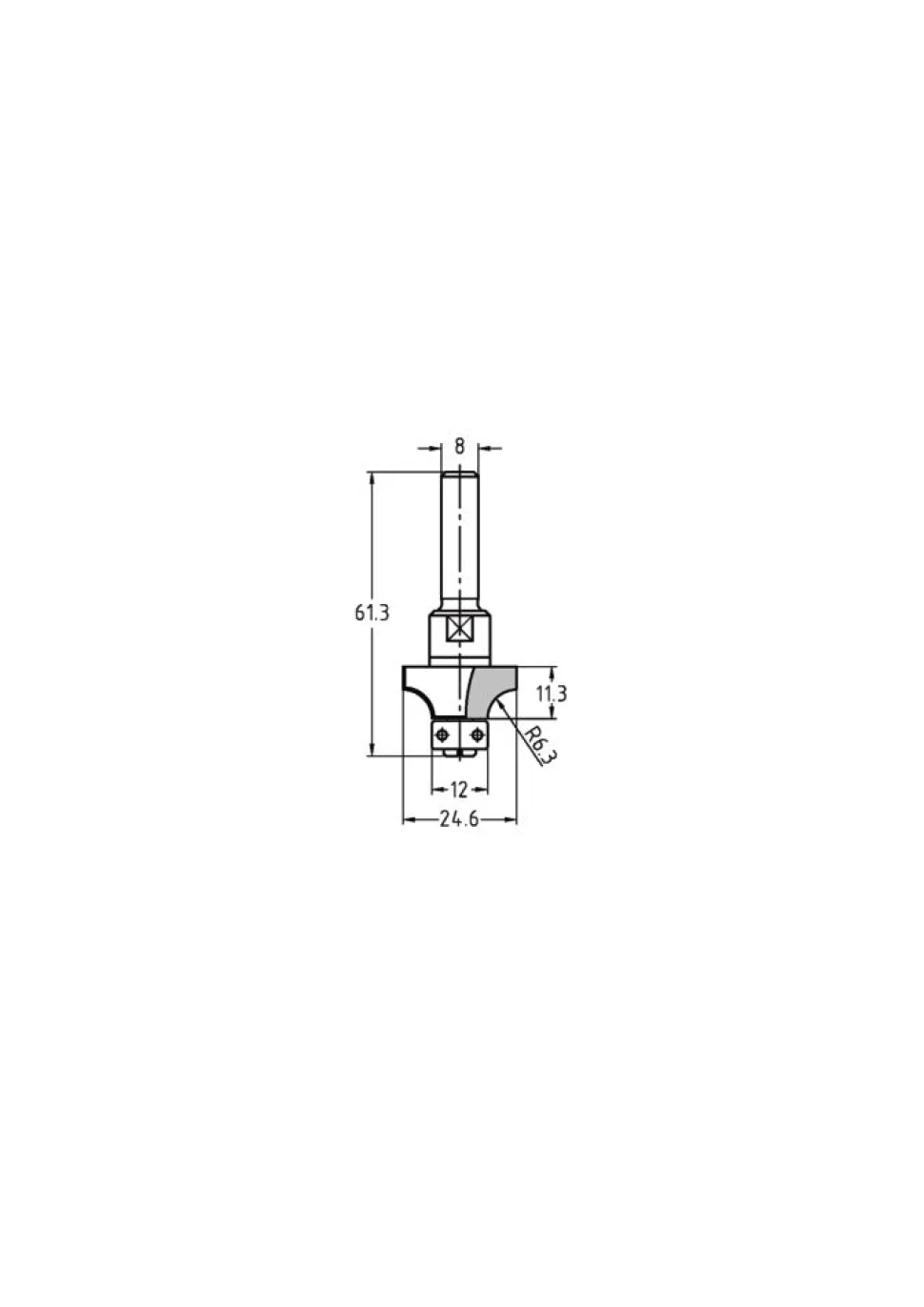 JSO-TR Afrondfrees HW Radius 6,3 mm, schacht 8 mm