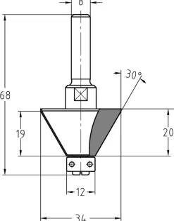 JSO-TR Fasefrees HW 30 graden, schacht 8 mm