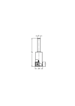 JSO-TR Keermes groeffrees HW 20 mm, schacht 8 mm