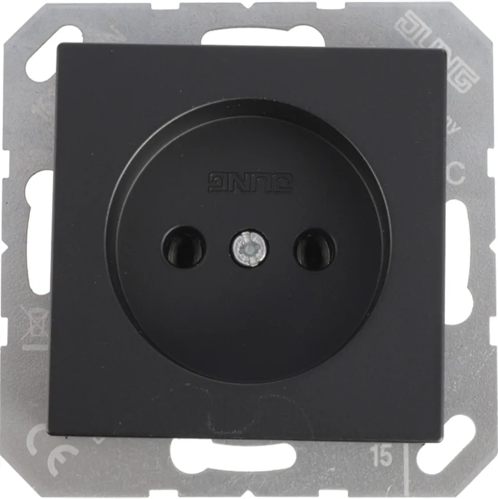 Jung A550 Inbouw Contactdoos 1-Voudig Mat Zwart