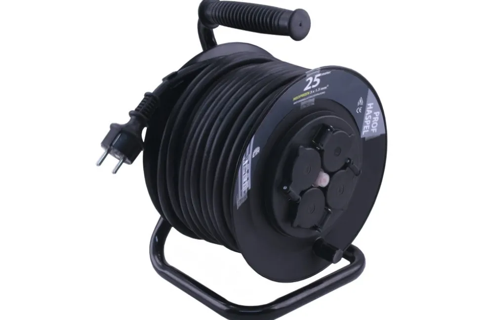 Kabelhaspel professioneel 3x1,5mm neopreen Zwart 25 meter