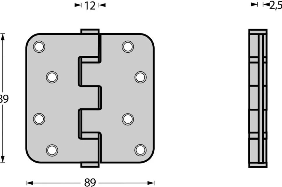 Kogellagerscharnier Afgerond 3,5inch 89x89x25mm Zwart Incl. Zwarte Kruiskopschroeven
