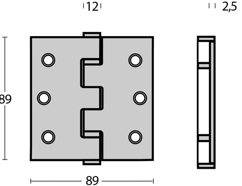 Kogellagerscharnier Recht 3,5inch 89x89x25mm Zwart Incl. Zwarte Kruiskopschroeven