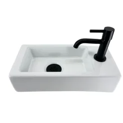 L'Aqua Fonteinset Antwerpen Keramiek Wit en Mat Zwart 36x18x9cm