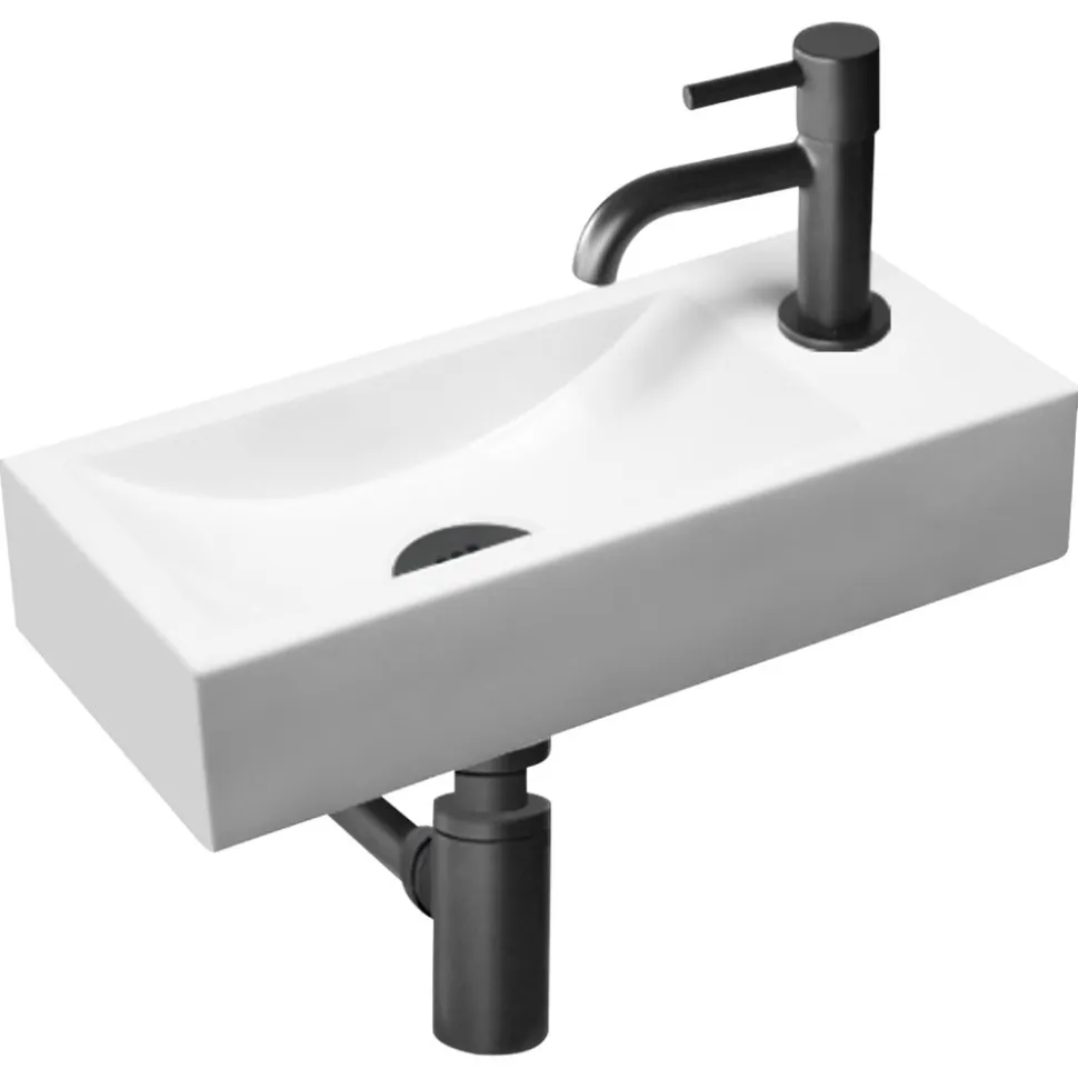 L'Aqua Fonteinset Brussel Wit en Mat Zwart 36x18x9cm