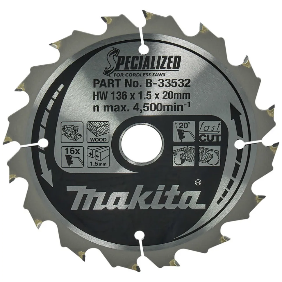 Makita Specialized Cirkelzaagblad Hout T16 HW136x20x1,5mm