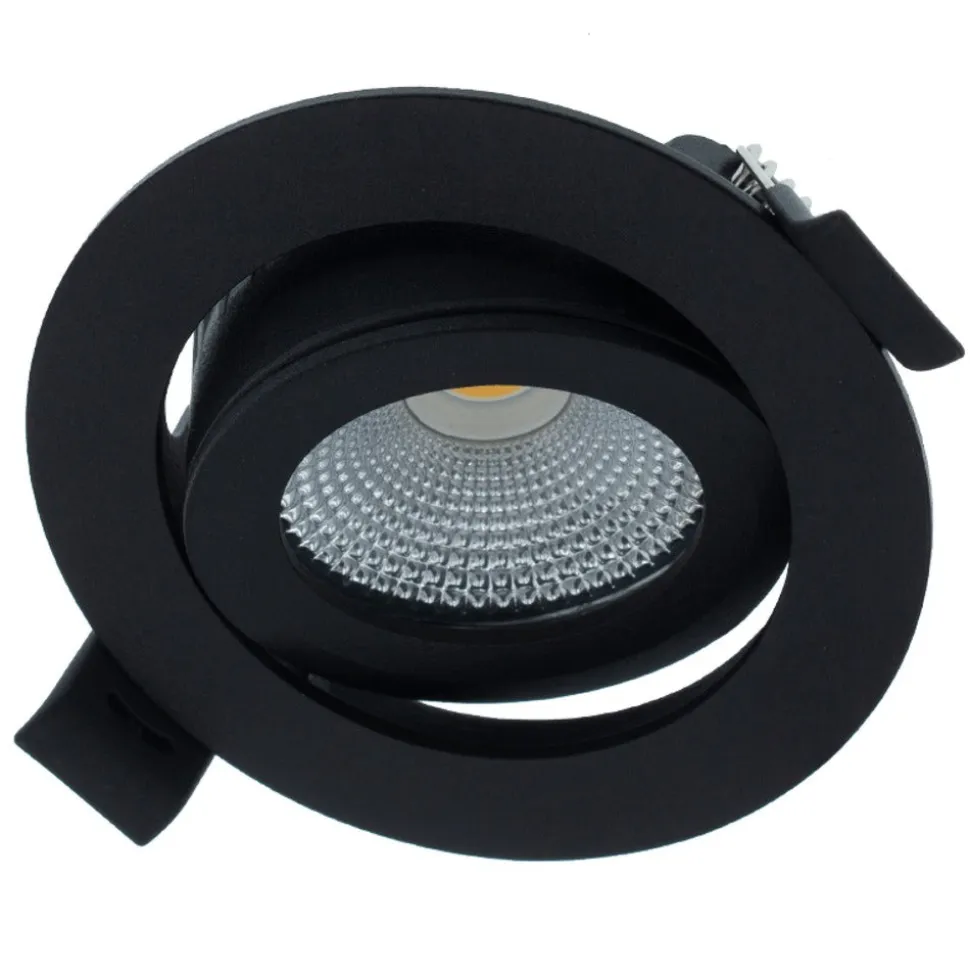 MBL Lighting Inbouwspot Luna 2700 Zwart Rond 5W Kantelbaar IP44