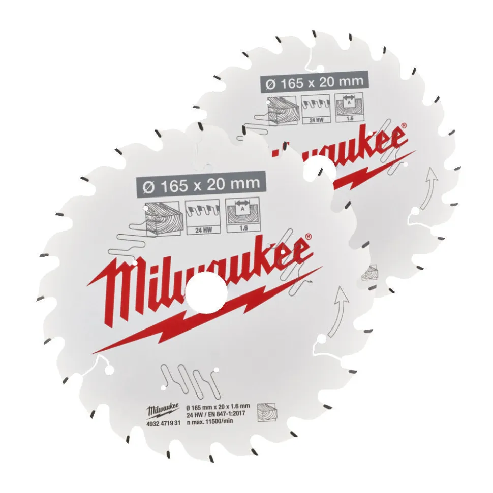 Milwaukee Cirkelzaagbladenset 165x20mm