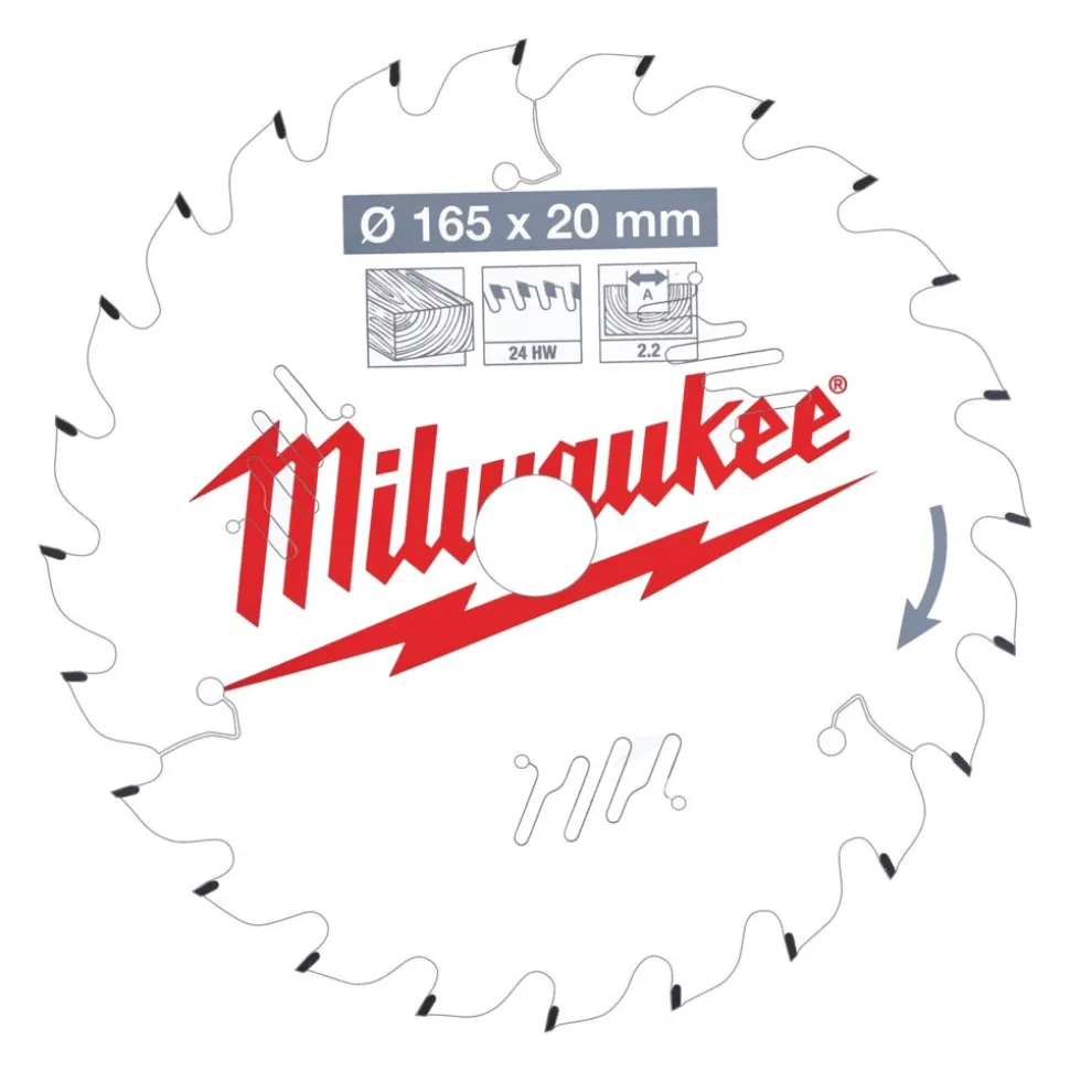 Milwaukee Cirkelzaagblad P W 24ATB165x20x2,2mm