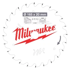 Milwaukee Cirkelzaagblad SB P W 24ATB165x20x1,6mm
