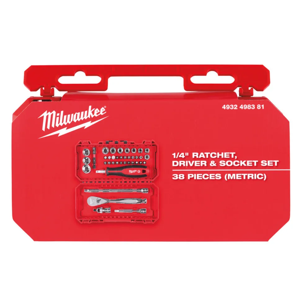 Milwaukee Dopsleutelset 38-Delig In Cassette 1/4''