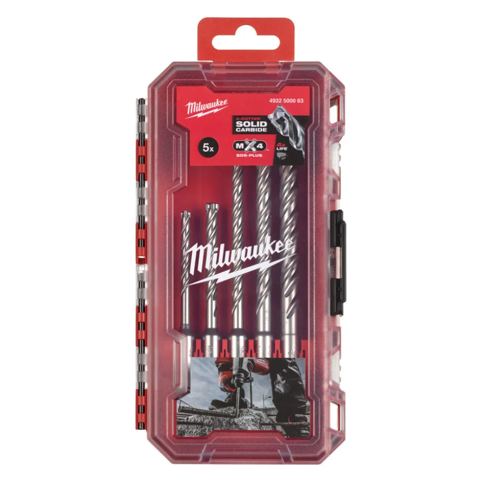 Milwaukee SDS PLUS Borenset MX4 PACKOUT Ready Box 5/6x115, 6/8x165, 10x165mm