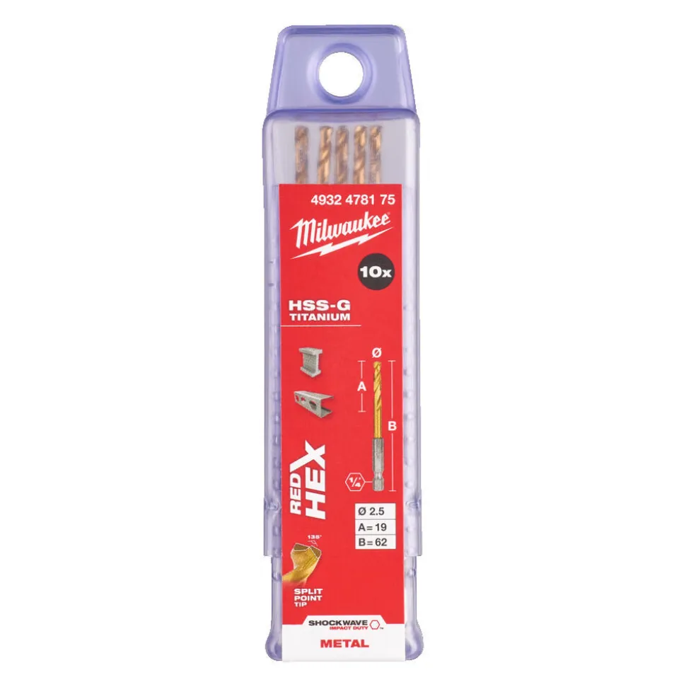 Milwaukee Shockwave Red Hex Metaalboren