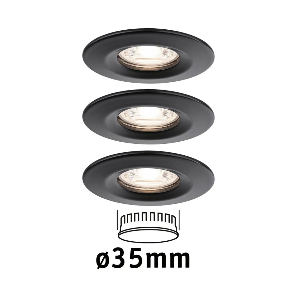 Paulmann Inbouwspot Nova Mini Mat Zwart Rond 4W IP44 3st
