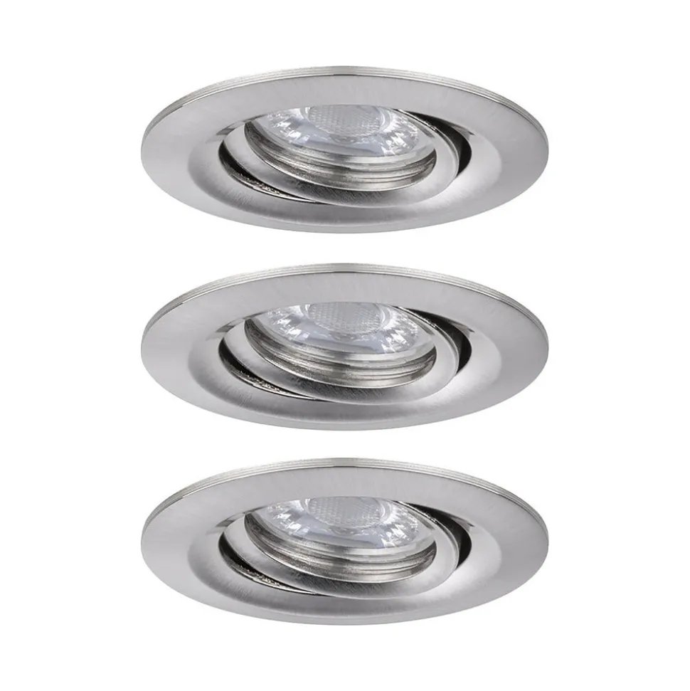 Paulmann Inbouwspot Nova Mini Geborsteld Aluminium Rond 4W Kantelbaar 3st