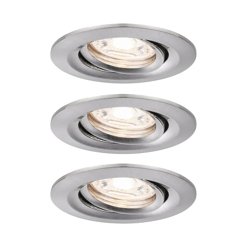 Paulmann Inbouwspot Nova Mini Geborsteld Aluminium Rond 4W Kantelbaar 3st